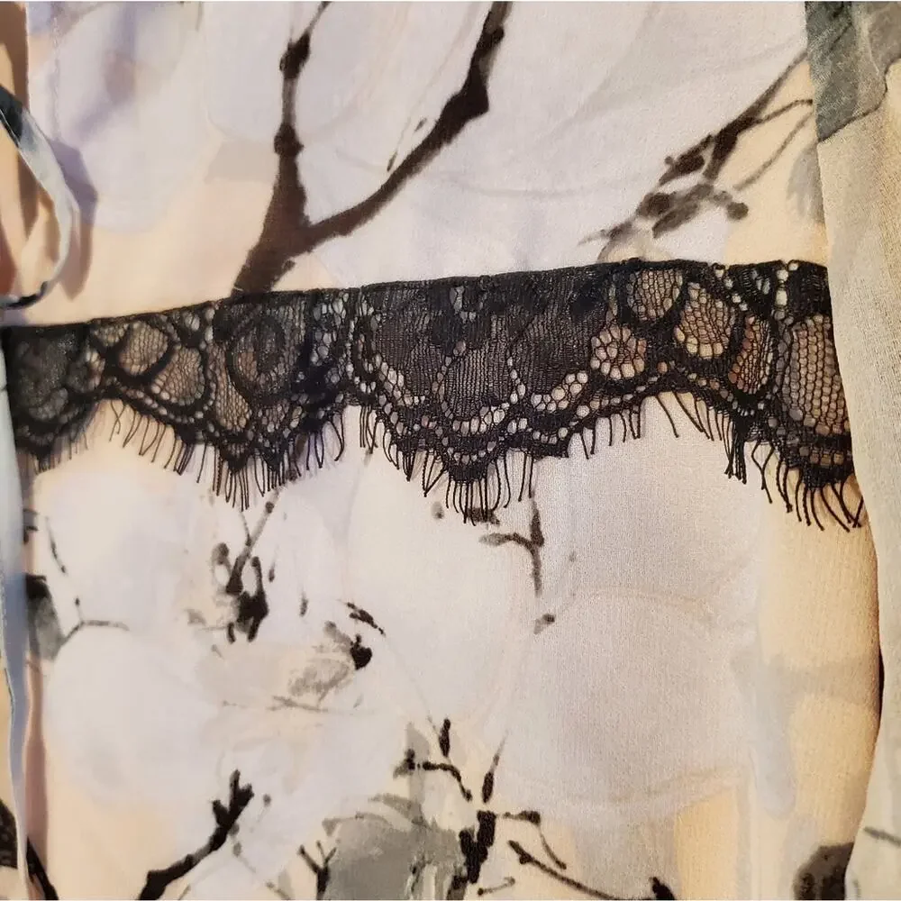 Karl Lagerfeld Blush Pink & Black Marble Blouse - Picture 3 of 5